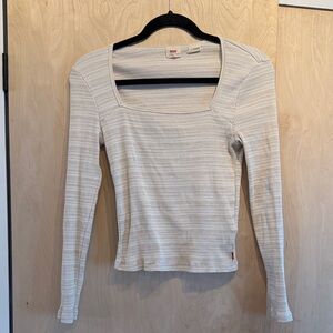Levi's Off-White Ribbed Long Sleeve Tee